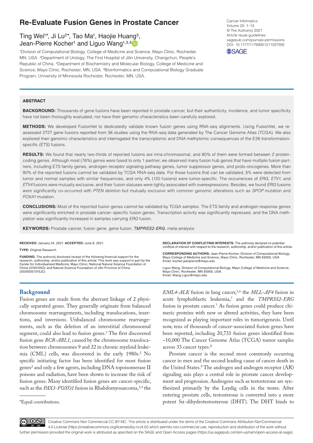 Re-Evaluate Fusion Genes in Prostate Cancer