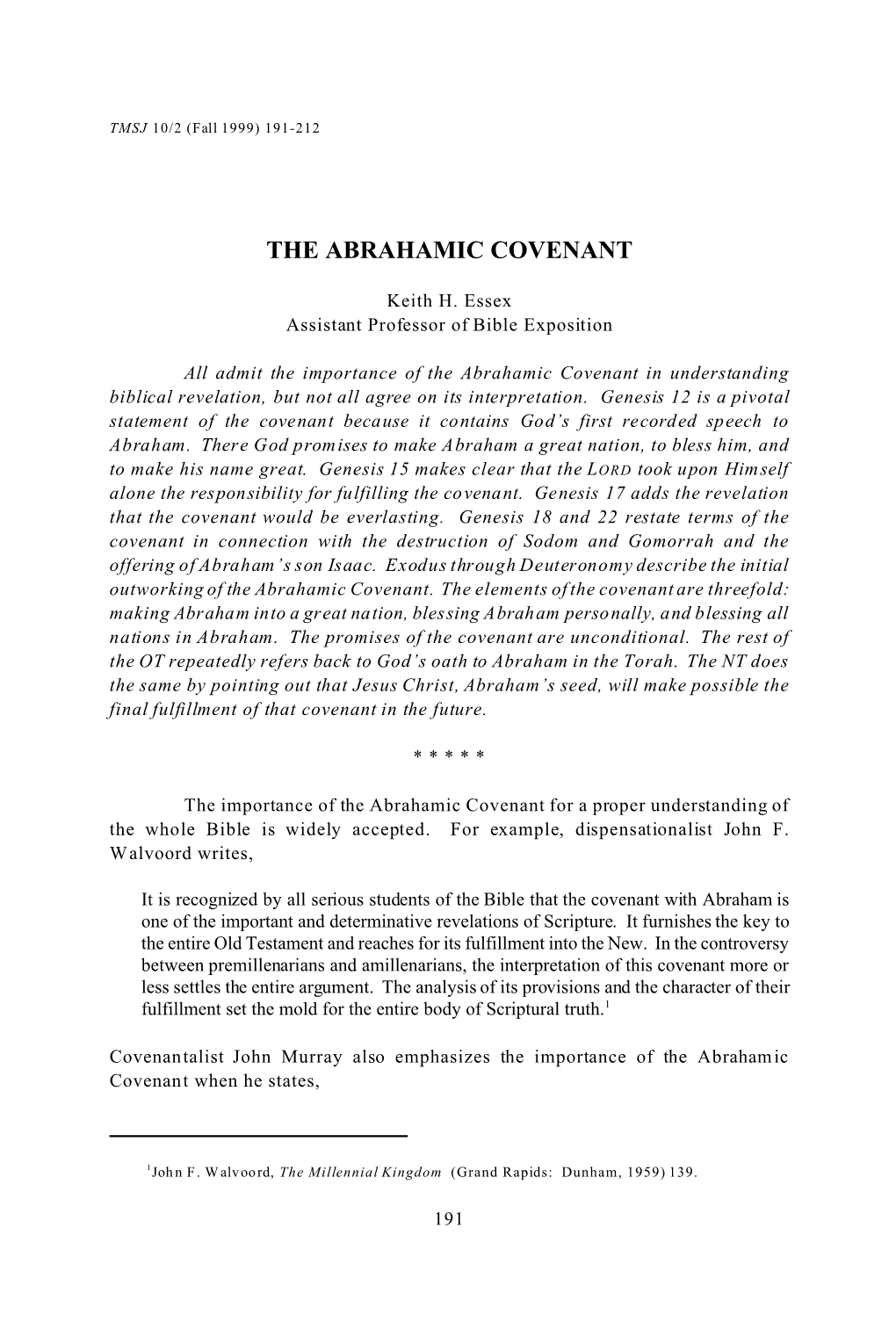 The Abrahamic Covenant