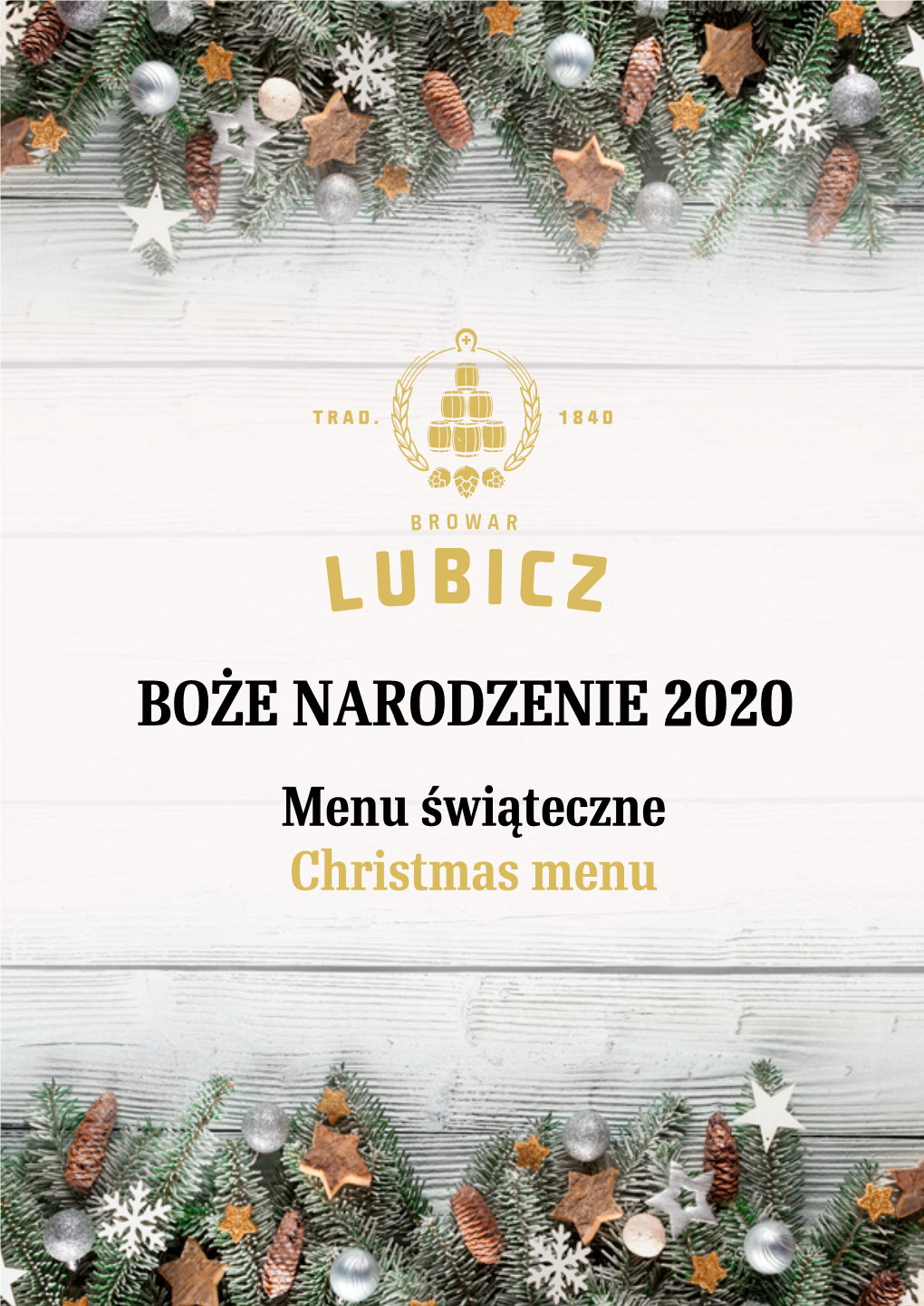 BOŻE NARODZENIE 2020 Menu Świąteczne Christmas Menu I