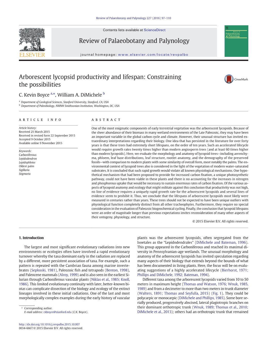 Arborescent Lycopsid Productivity and Lifespan: Constraining the Possibilities