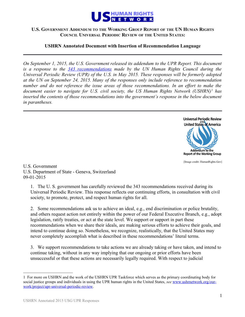 USHRN Annotated Document with Insertion of Recommendation Language