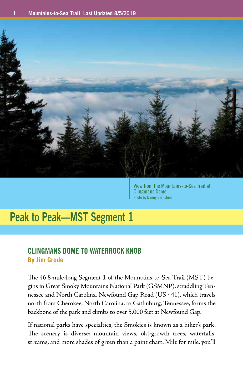 Peak to Peak—MST Segment 1