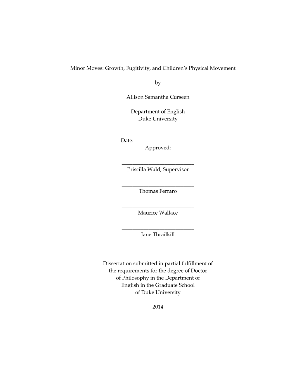 Duke University Dissertation Template