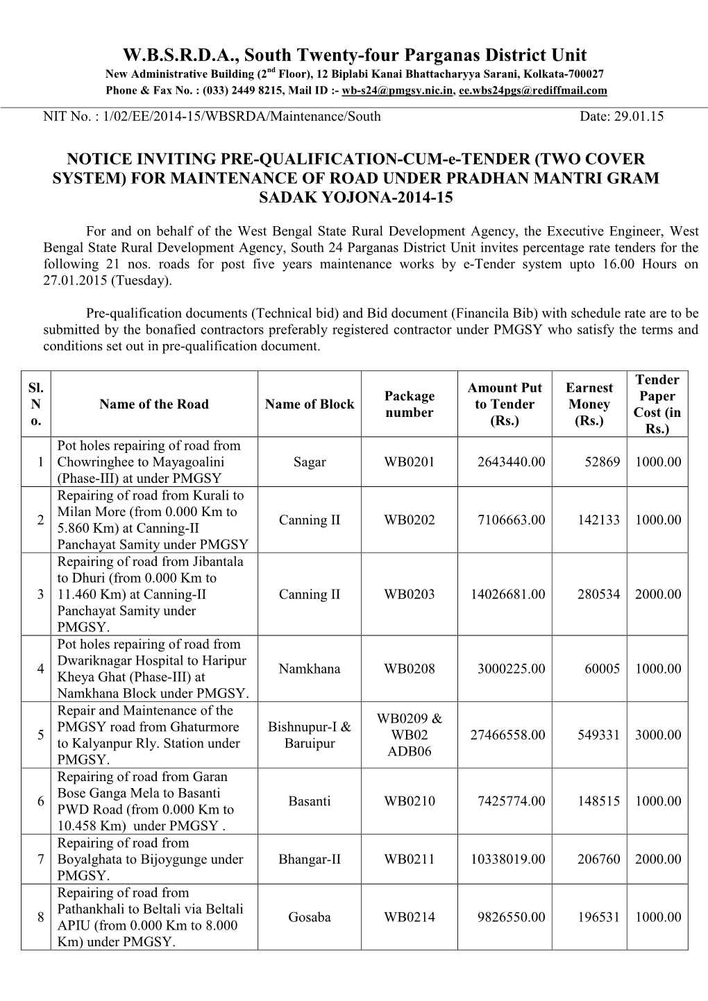 Tender Notice