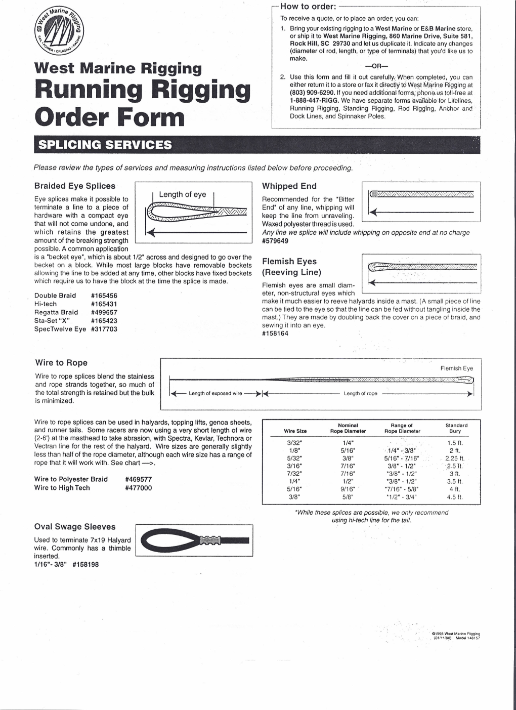 Running Rigging Order Form