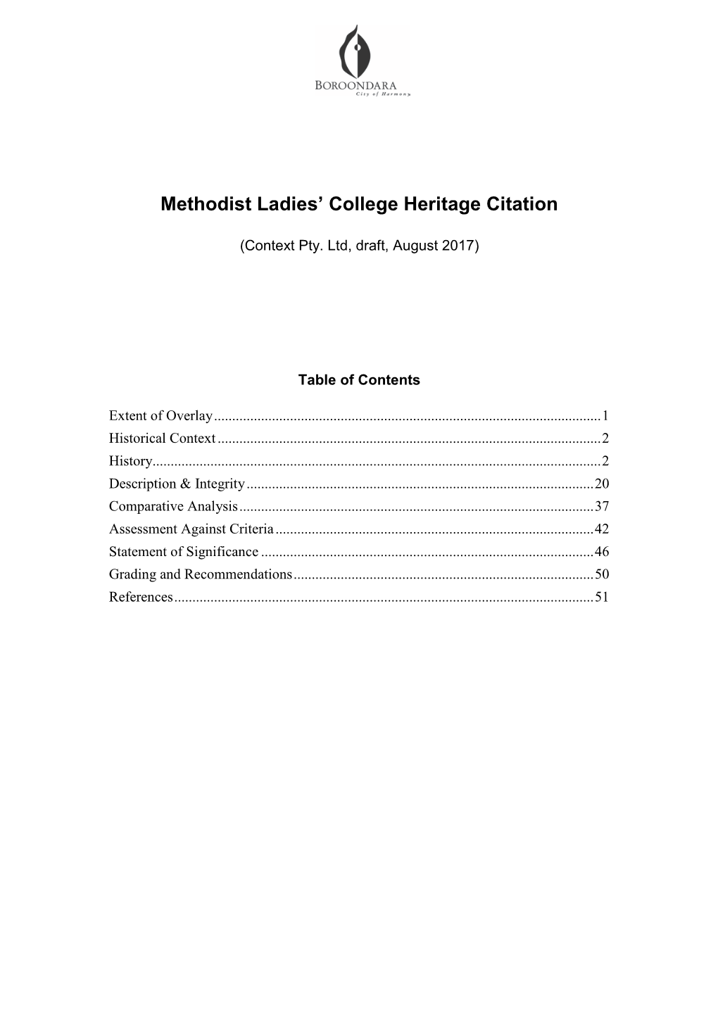 Methodist Ladies' College Heritage Citation