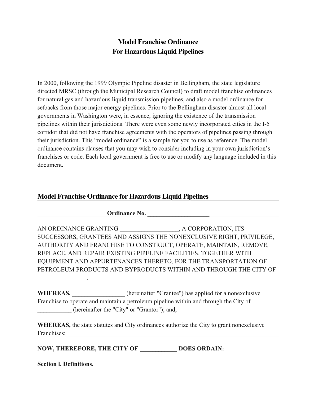 For Hazardous Liquid Pipelines