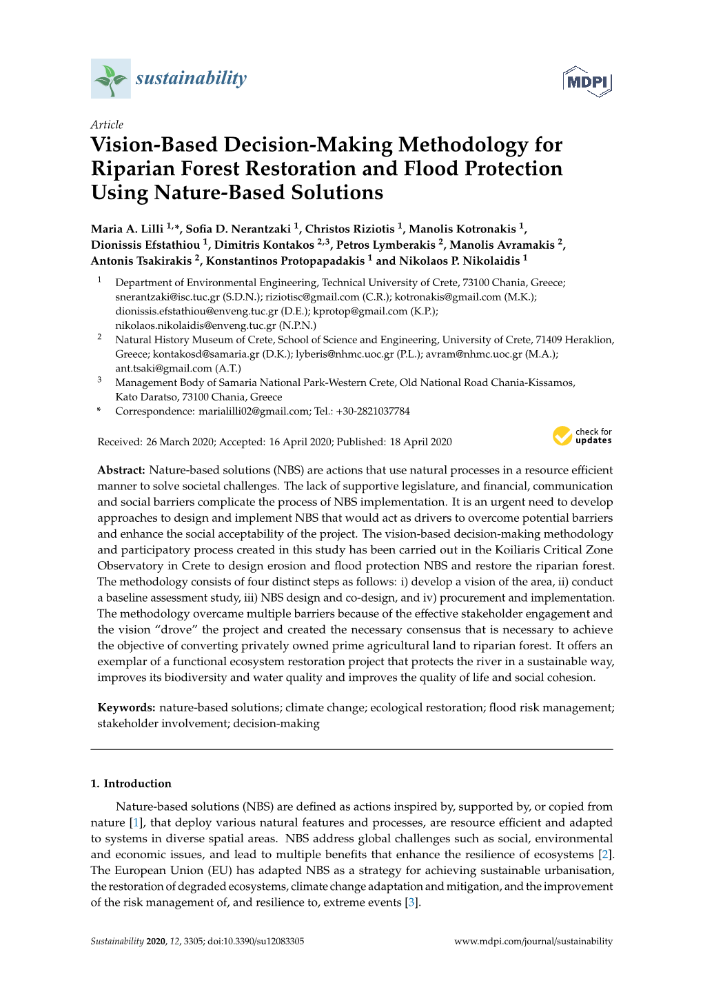 Vision-Based Decision-Making Methodology for Riparian Forest Restoration and Flood Protection Using Nature-Based Solutions