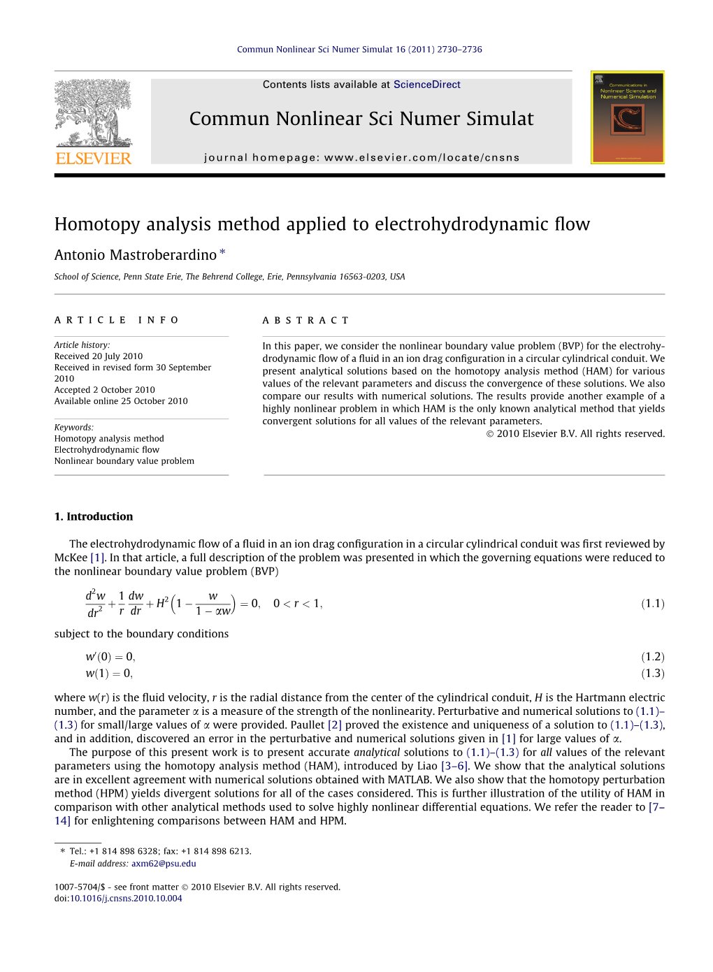 Homotopy Analysis Method Applied to Electrohydrodynamic Flow