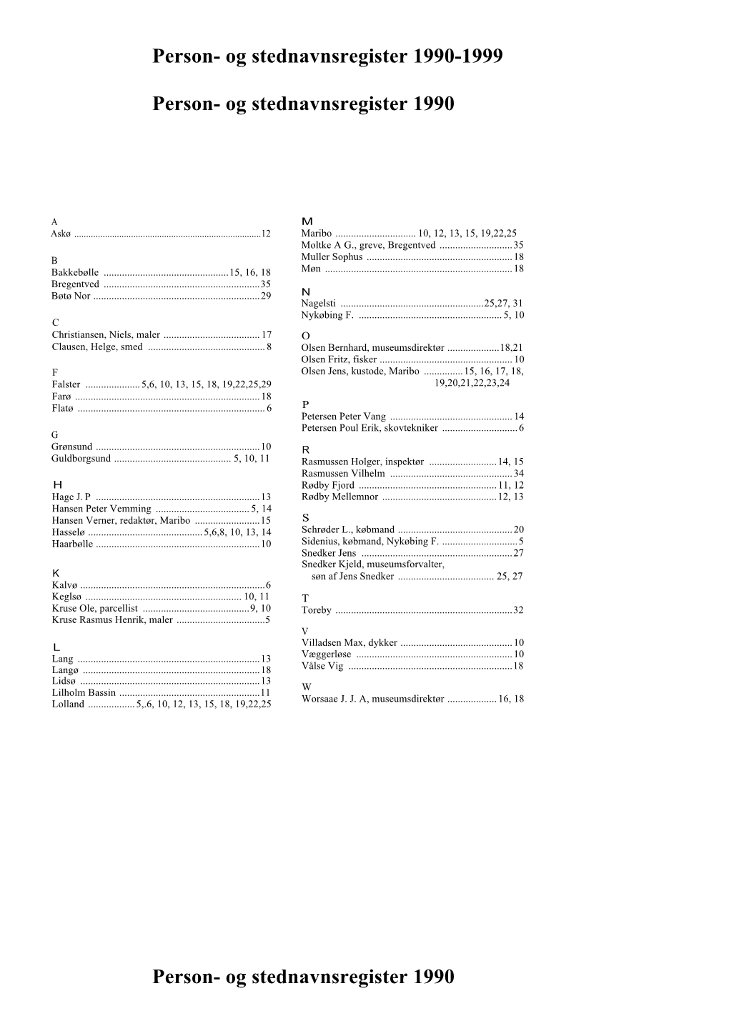 Og Stednavnsregister 1990-1999 Person