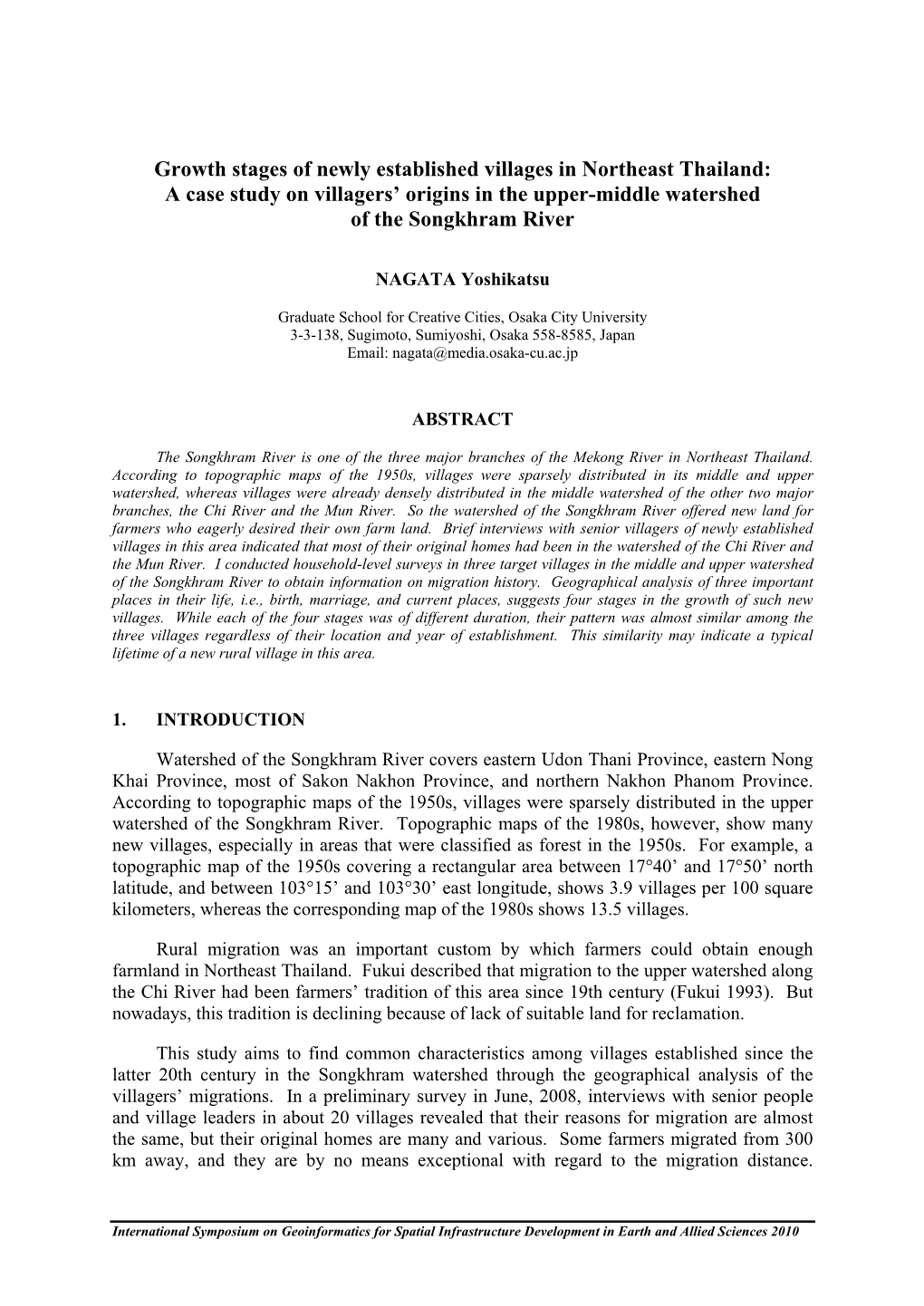 Growth Stages of Newly Established Villages in Northeast Thailand: a Case Study on Villagers’ Origins in the Upper-Middle Watershed of the Songkhram River