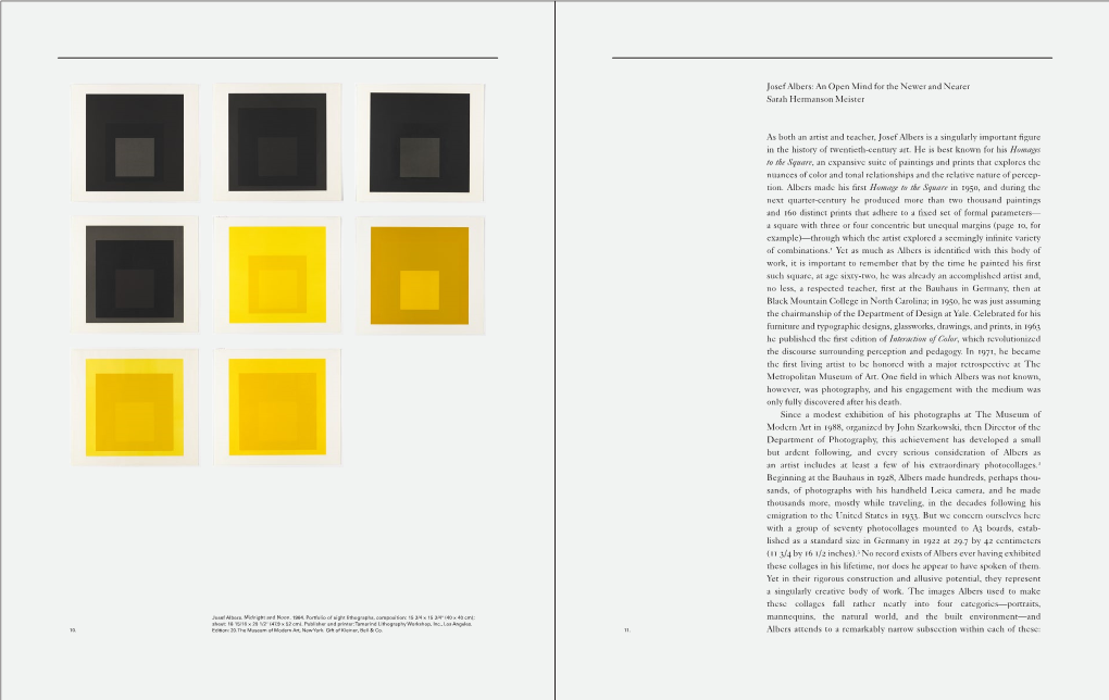 Josef Albers: an Open Mind for the Newer and Nearer Sarah Hermanson Meister