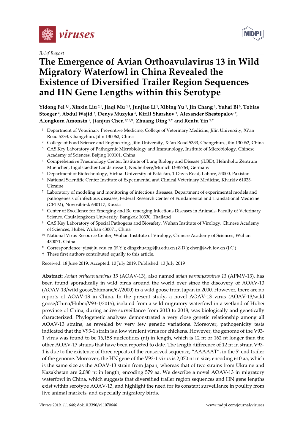 The Emergence of Avian Orthoavulavirus 13 in Wild