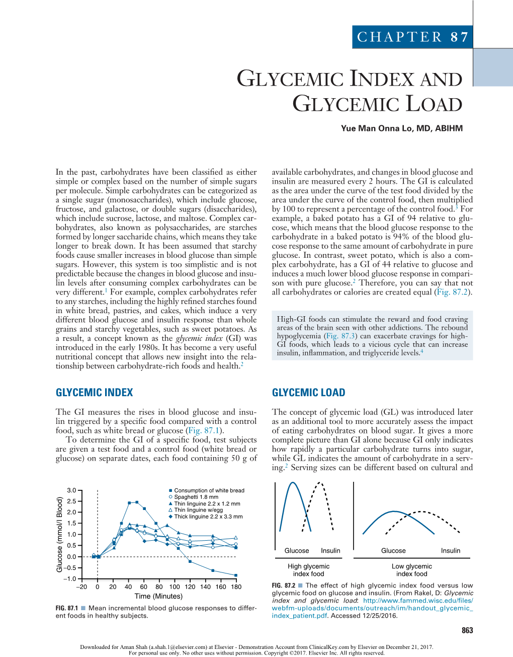 Glycemic Index and Glycemic Load Yue Man Onna Lo, MD, ABIHM