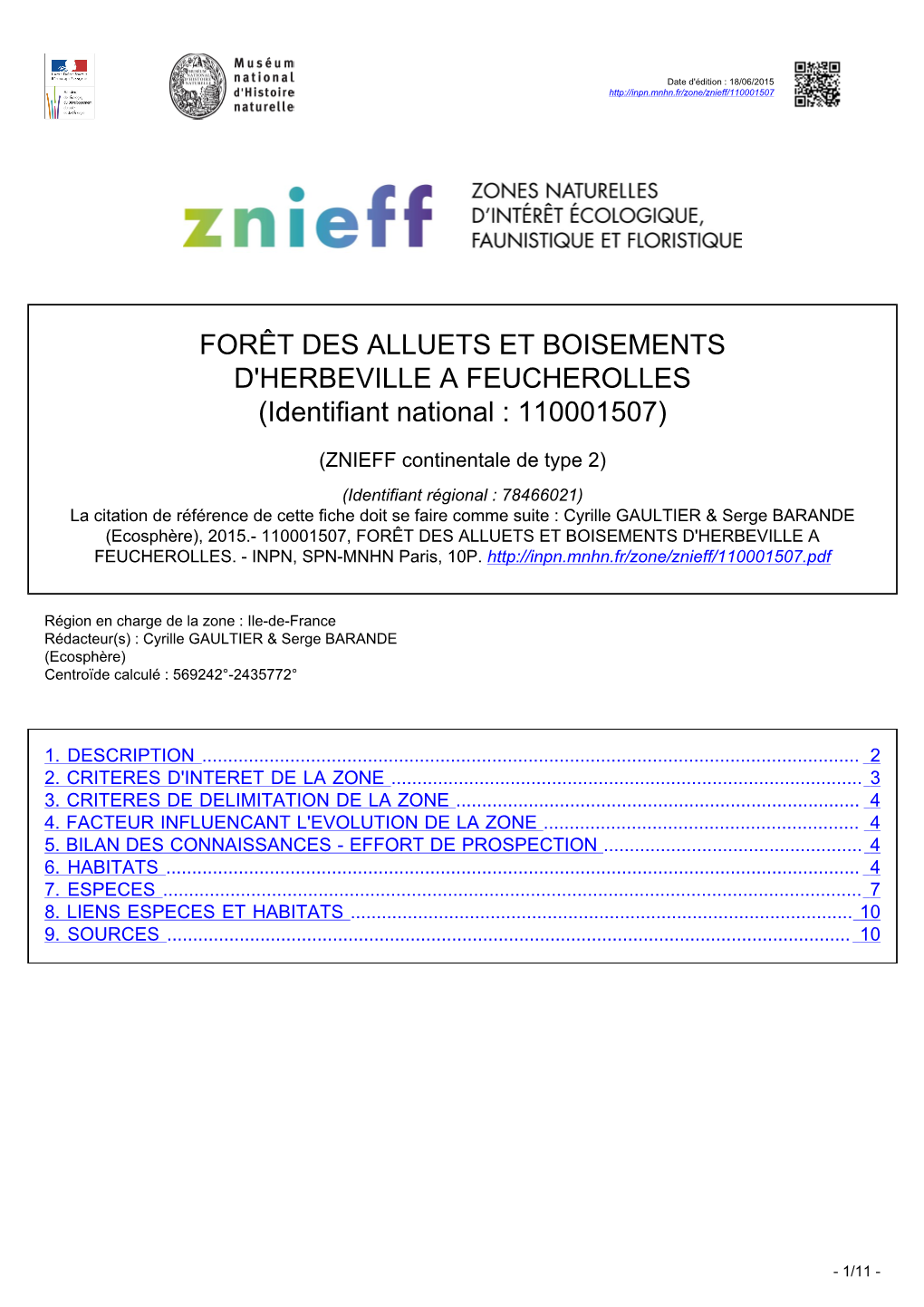 FORÊT DES ALLUETS ET BOISEMENTS D'herbeville a FEUCHEROLLES (Identifiant National : 110001507)