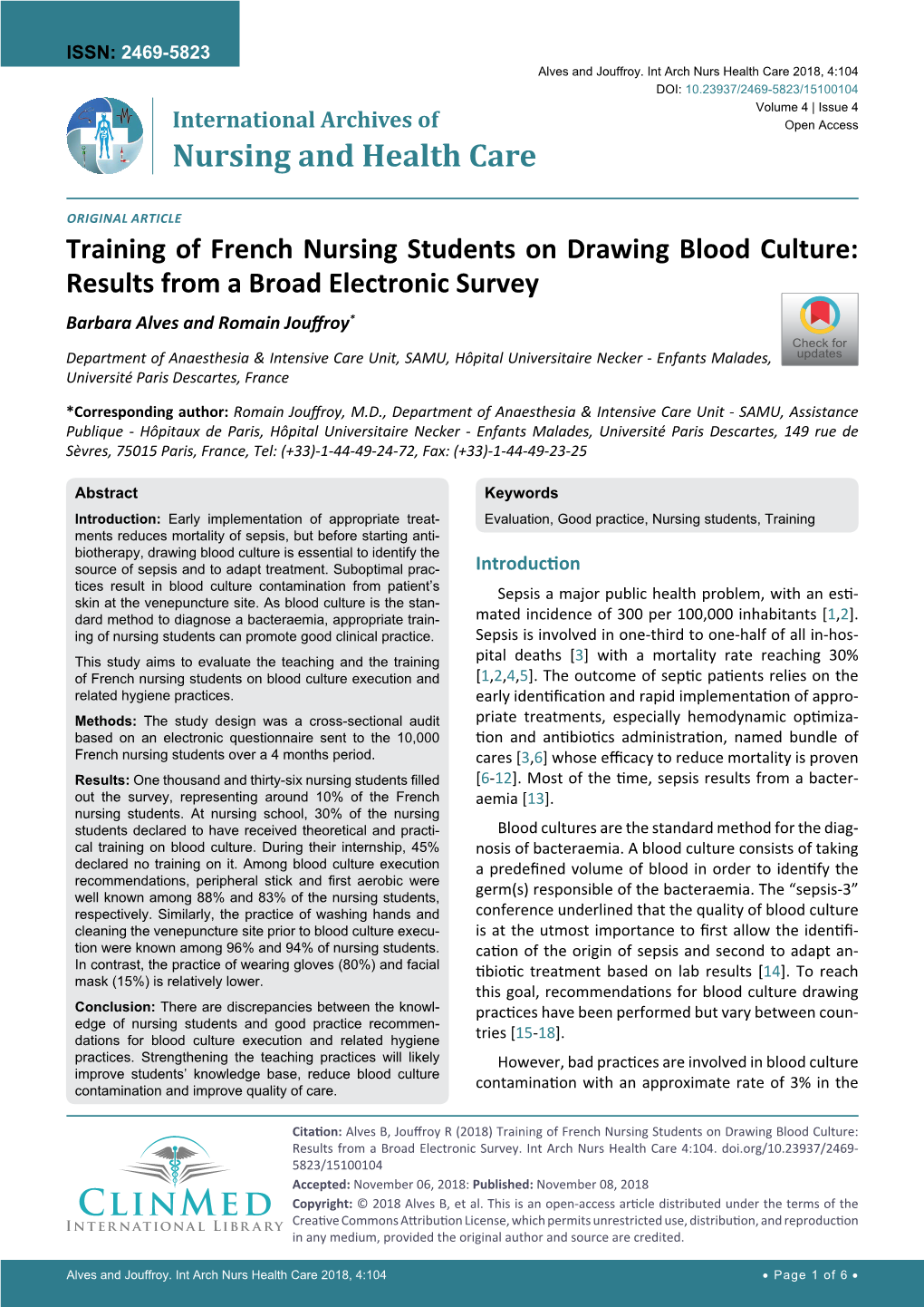 Training of French Nursing Students On