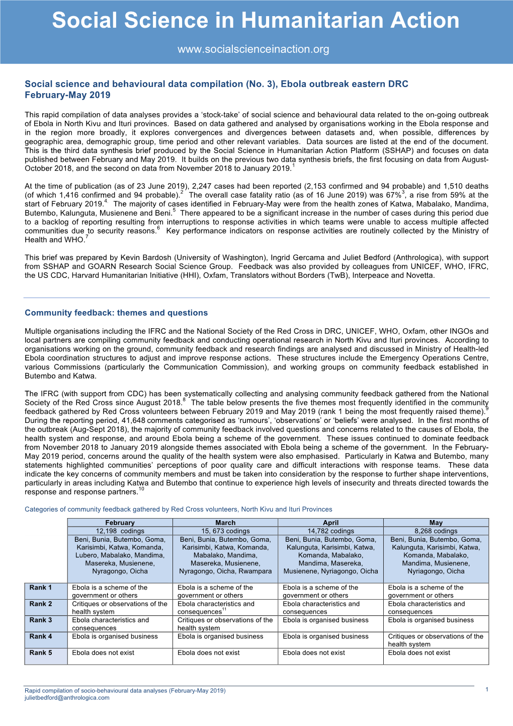 Social Science in Humanitarian Action