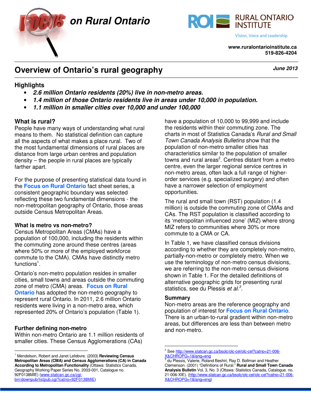 Overview of Rural Ontario Geography