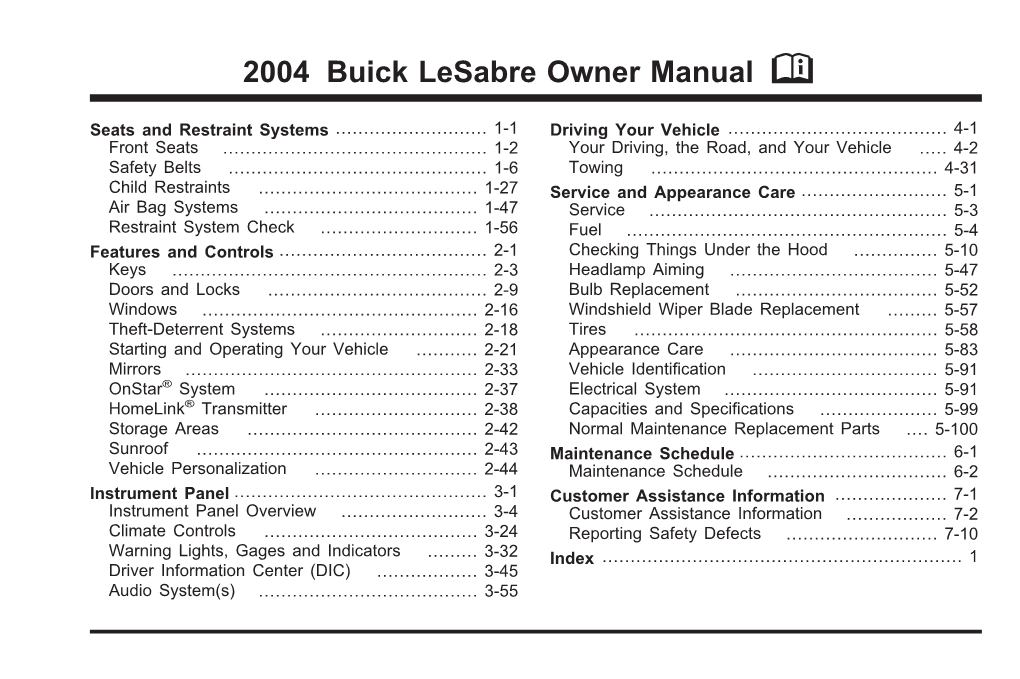 2004 Buick Lesabre Owner Manual M