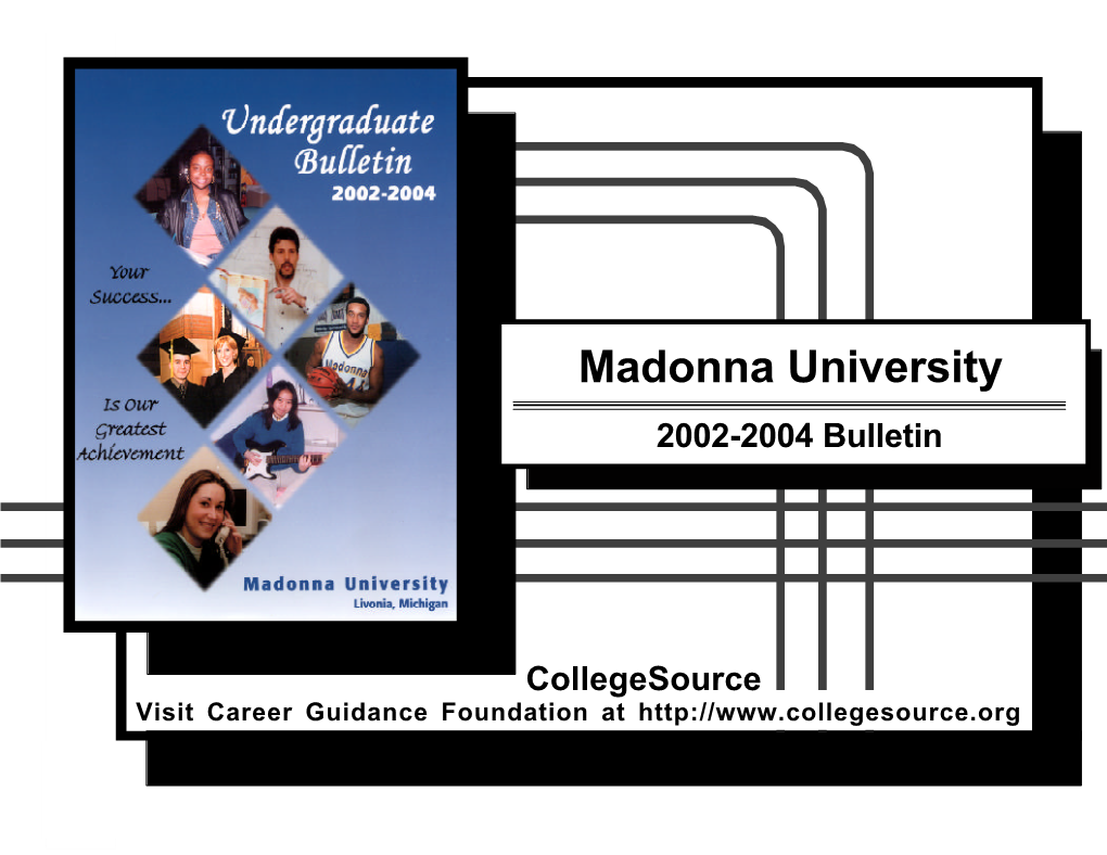 Madonna University Undergraduate Bulletin