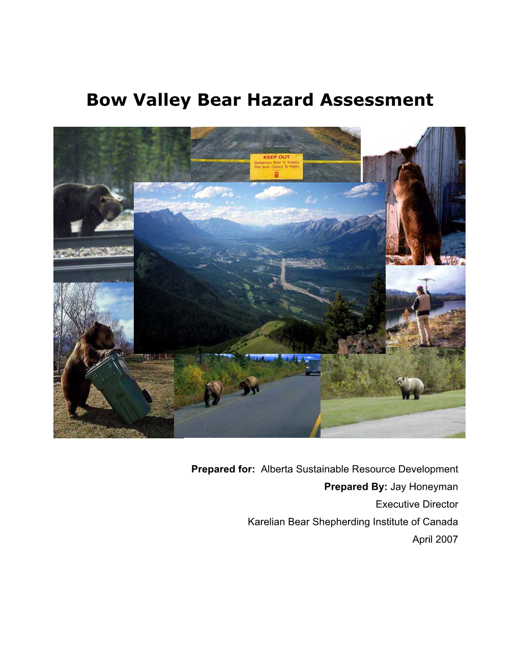 Honeyman, J. 2007. Bow Valley Bear Hazard Assessment