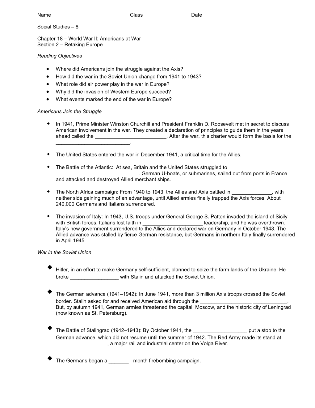 Chapter 18 World War II: Americans at War