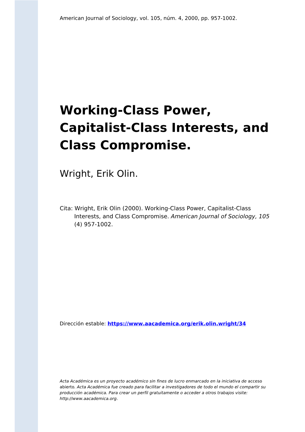 Working-Class Power, Capitalist-Class Interests, and Class Compromise