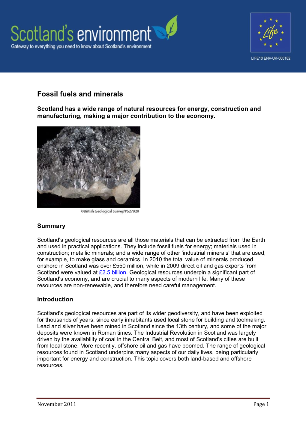 Fossil Fuels and Minerals