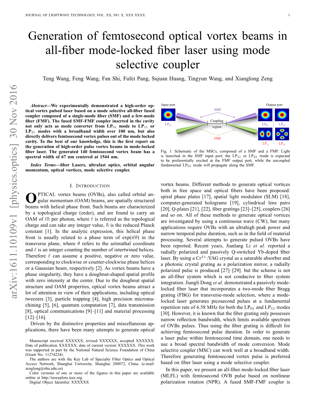 Generation of Femtosecond Optical Vortex Beams in All-Fiber Mode