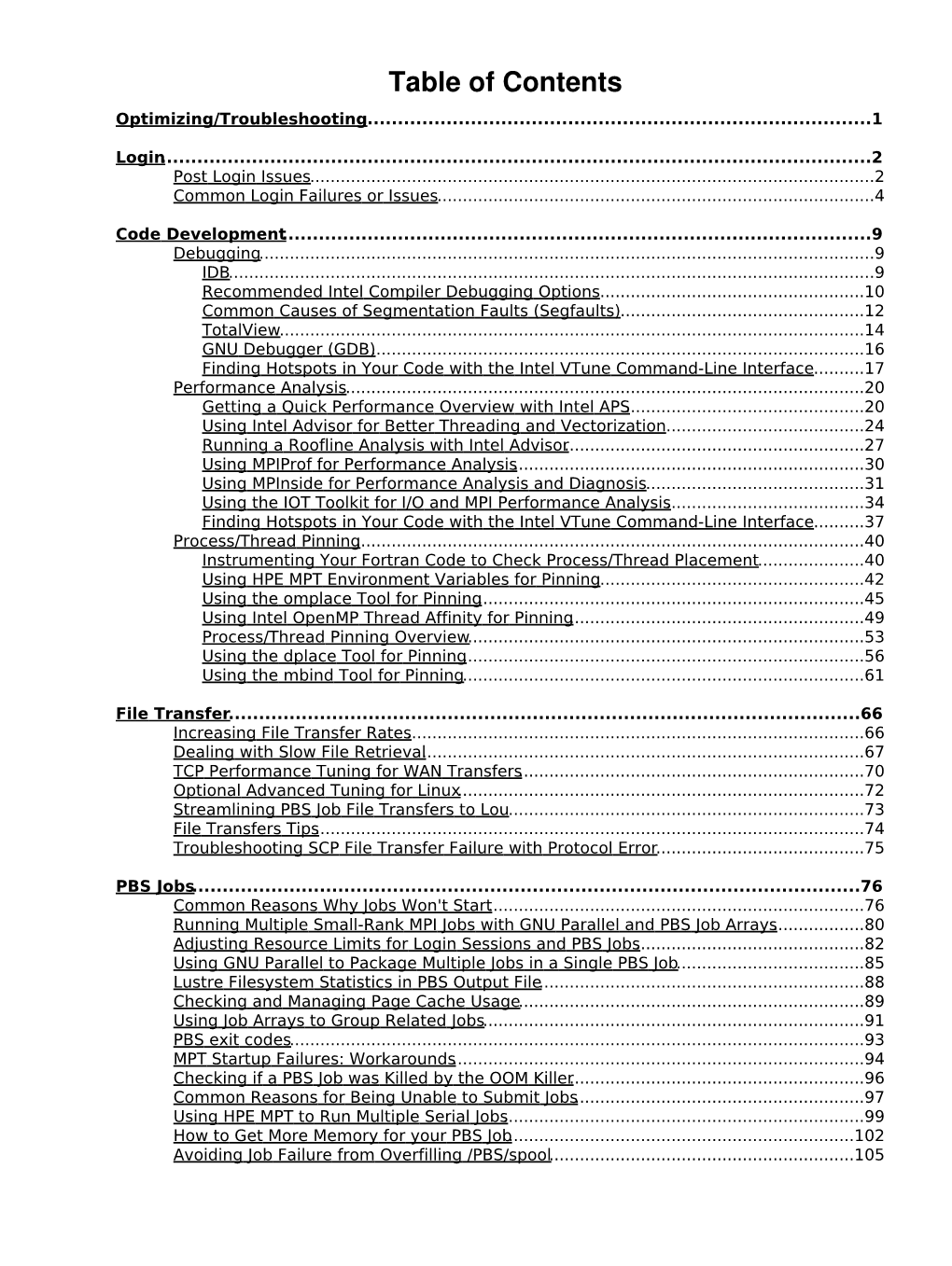 Table of Contents Optimizing/Troubleshooting