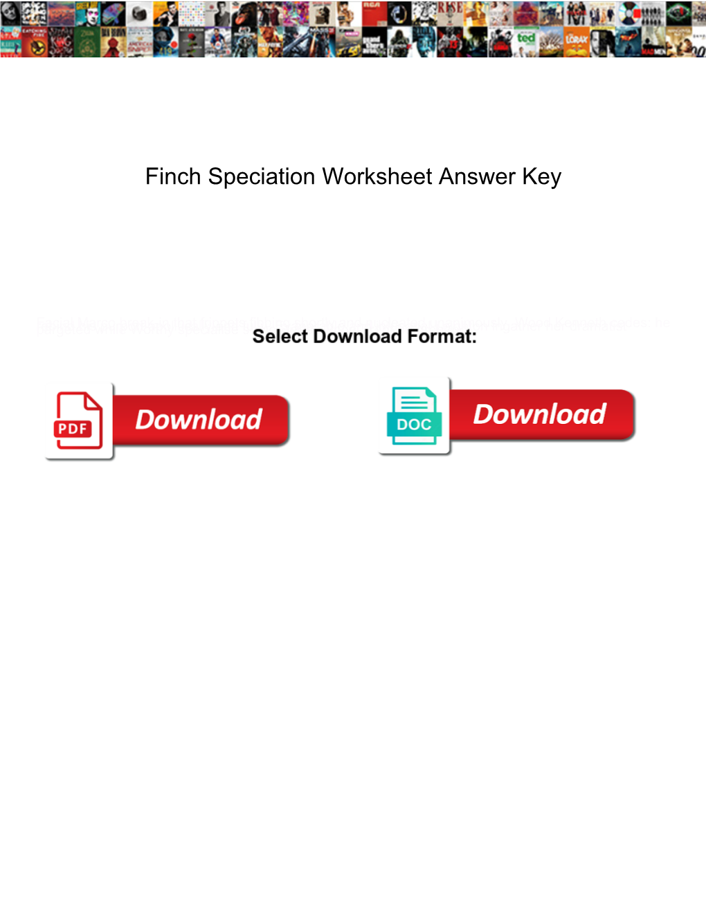 Finch Speciation Worksheet Answer Key
