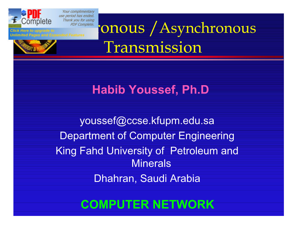 Synchronous /Asynchronous Transmission