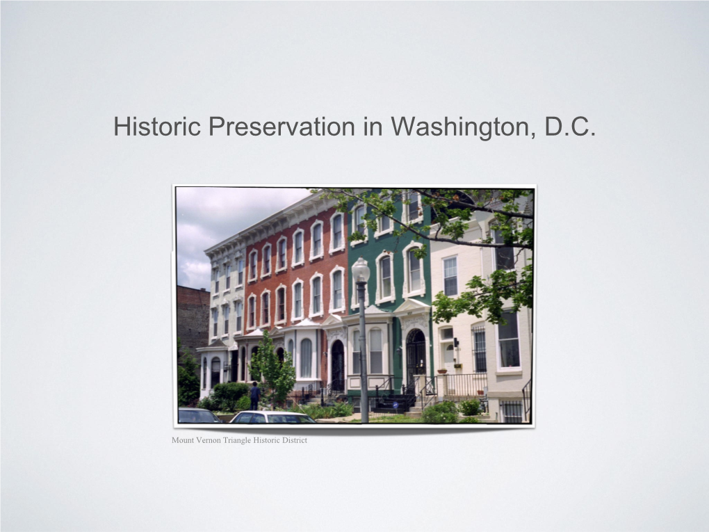 Historic Preservation in Washington, D.C
