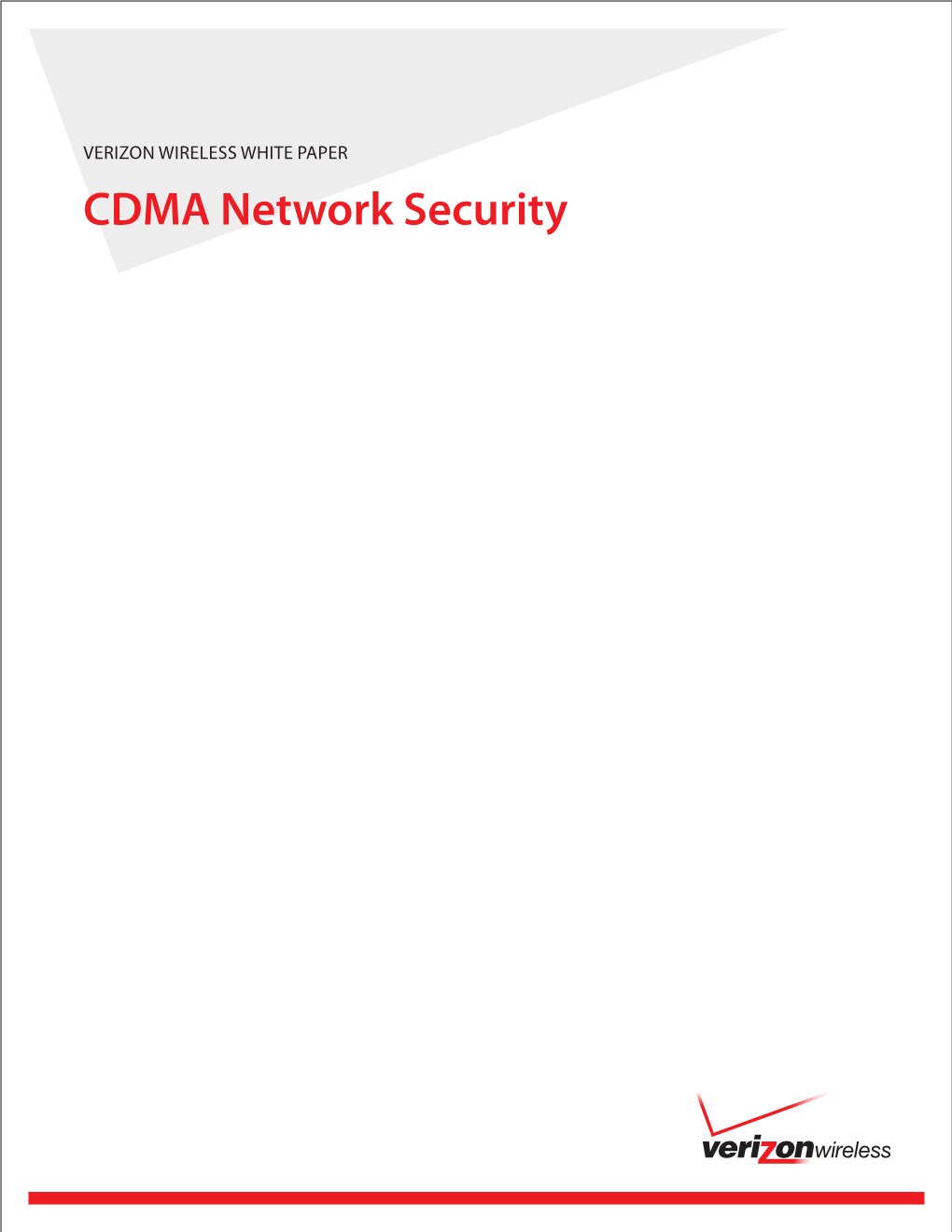 CDMA Network Security Verizon Wireless White Paper CDMA Network Security