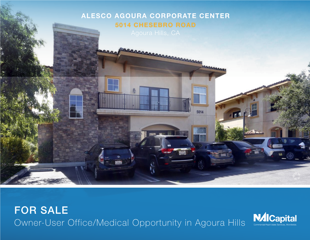 FOR SALE Owner-User Office/Medical Opportunity in Agoura Hills 5016 Chesebro Road Disclaimer Agoura Hills, CA