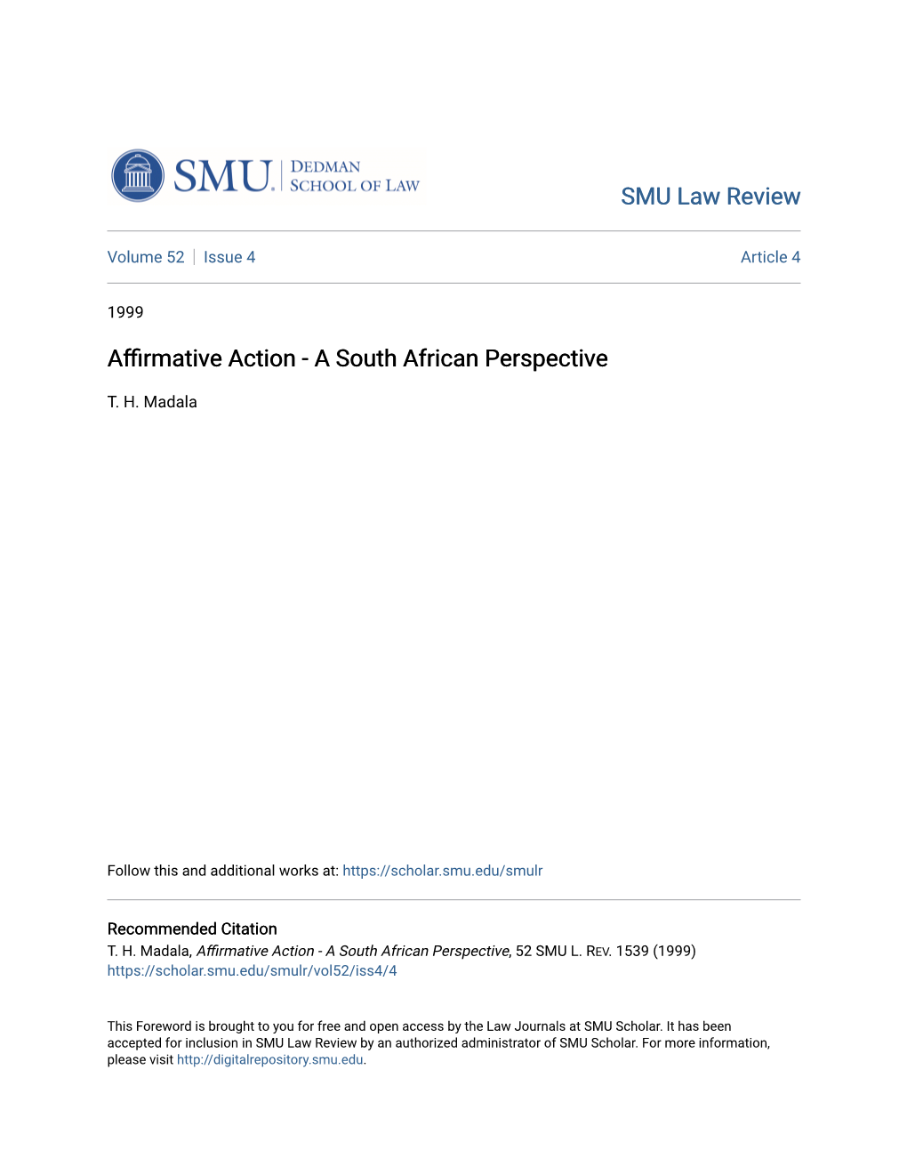 Affirmative Action - a South African Perspective