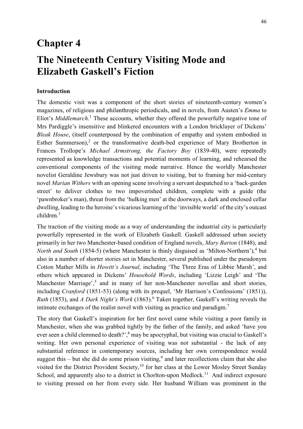 Chapter 4 the Nineteenth Century Visiting Mode and Elizabeth Gaskell’S Fiction