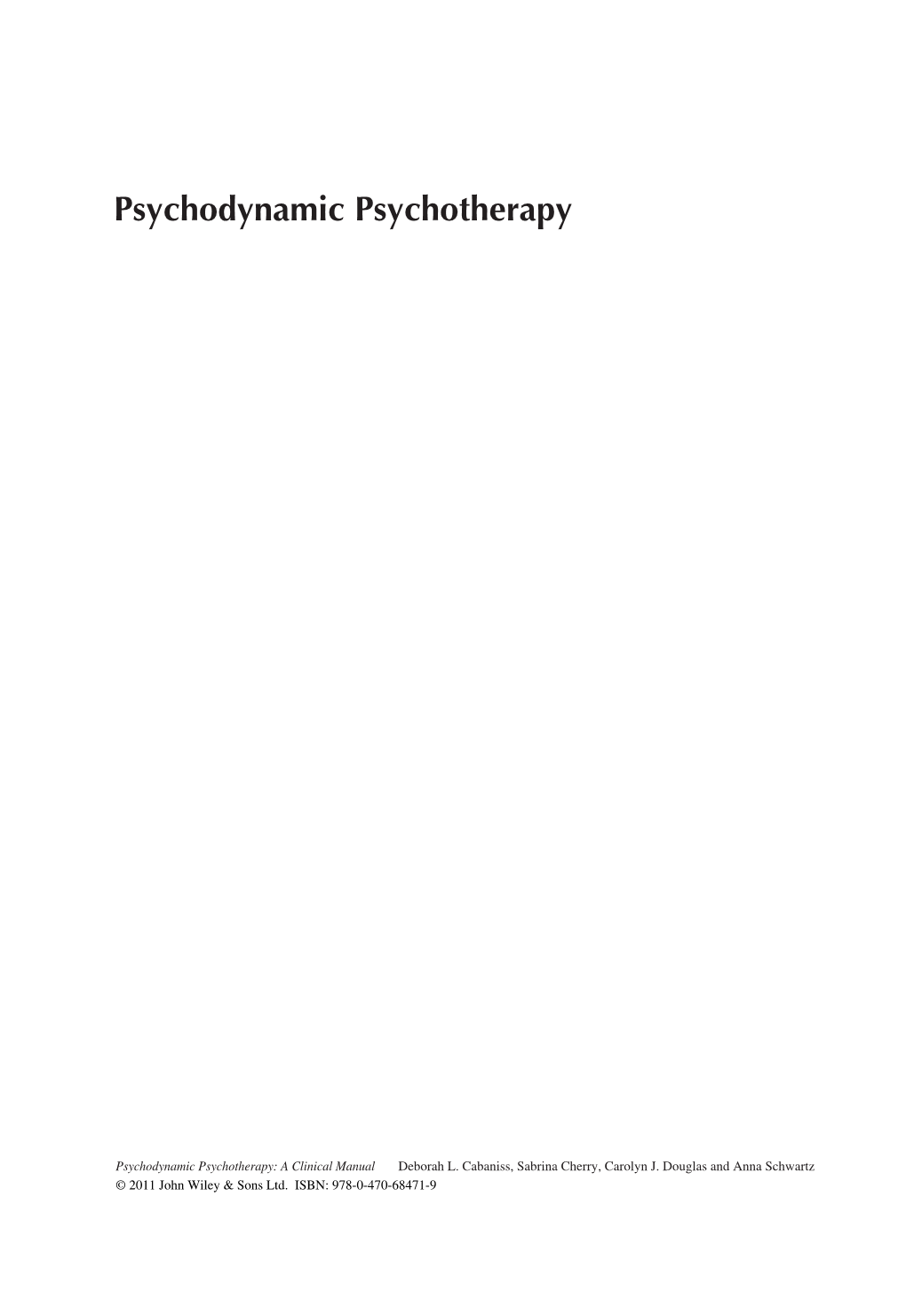 Psychodynamic Psychotherapy