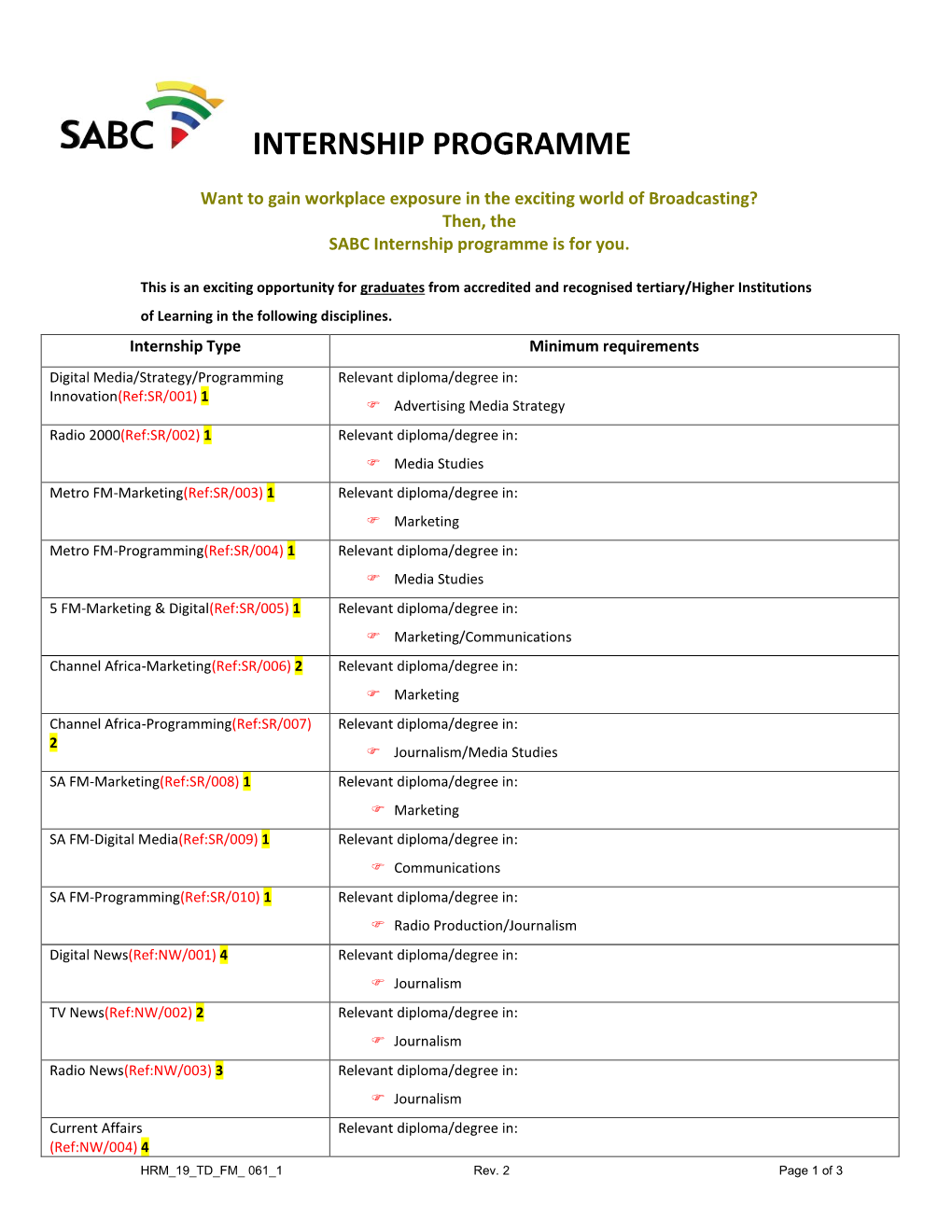 Internship Programme