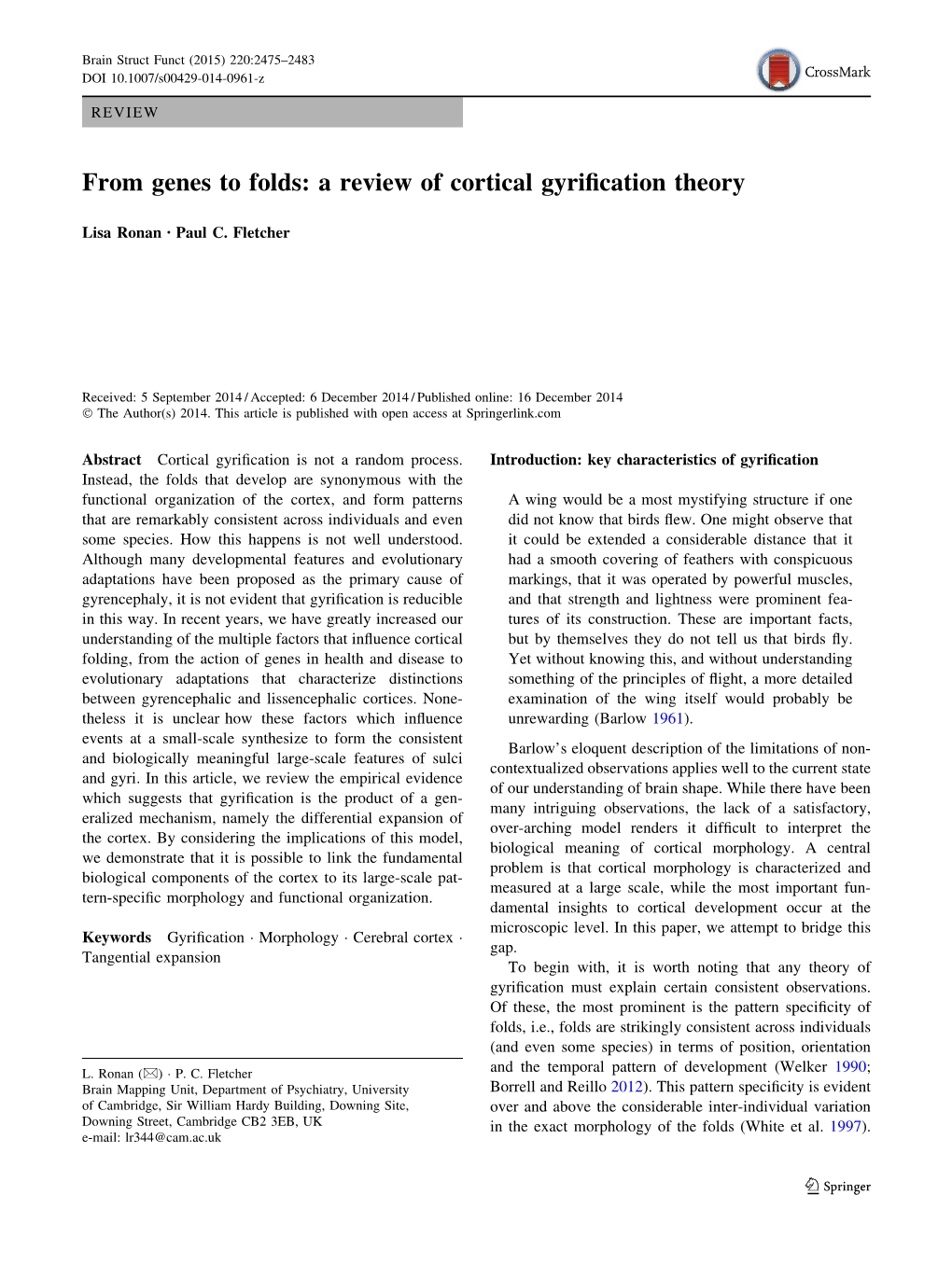 From Genes to Folds: a Review of Cortical Gyrification Theory