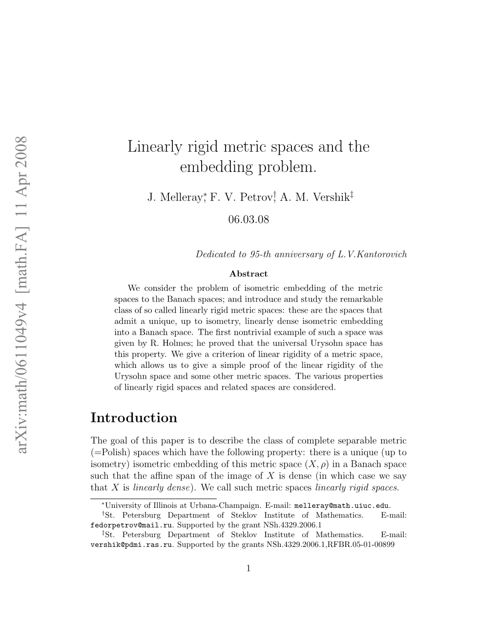 Linearly Rigid Metric Spaces and the Embedding Problem