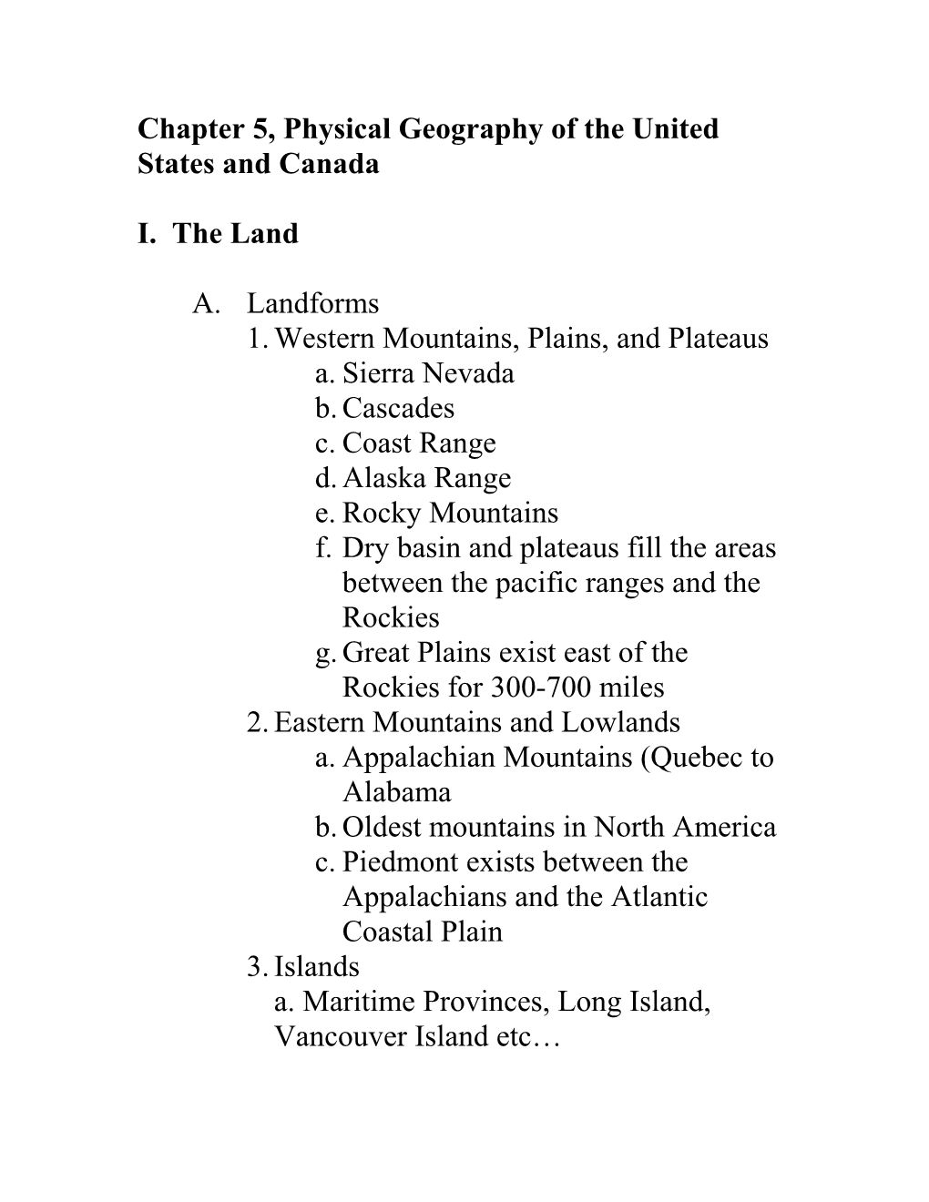 Chapter 5, Physical Geography Of The United States And Canada