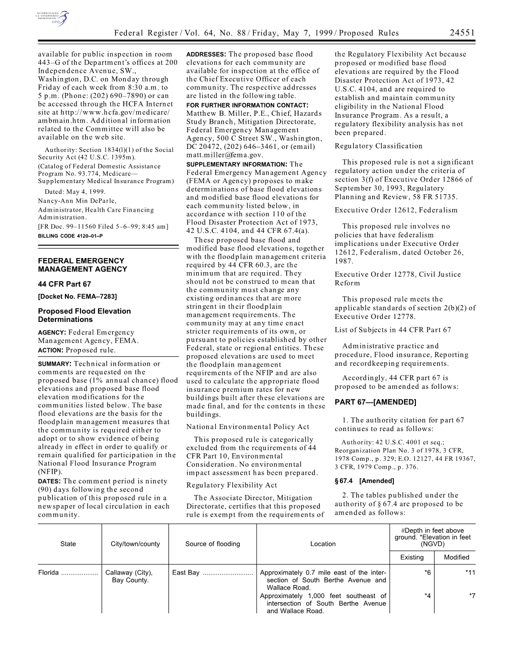 Federal Register/Vol. 64, No. 88/Friday, May 7, 1999/Proposed