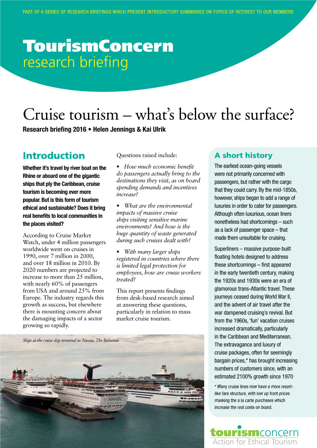 Cruise Ship Tourism Concern (10/8/2014)