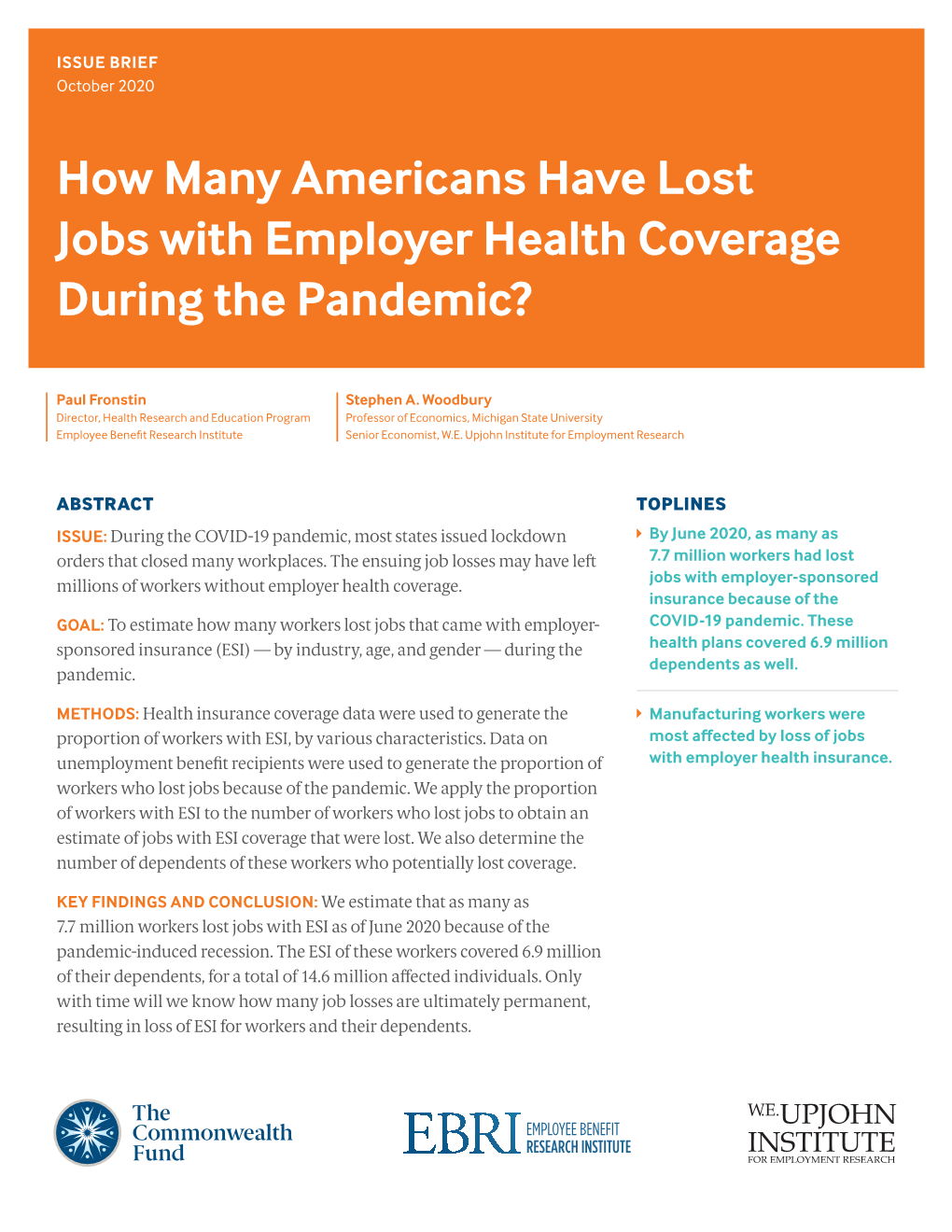 How Many Americans Have Lost Jobs with Employer Health Coverage During the Pandemic?