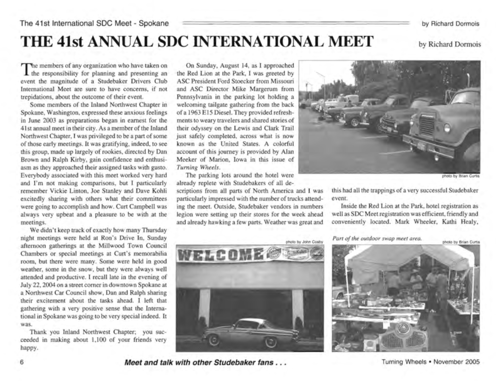 THE 41St ANNUAL SDC INTERNATIONAL MEET by Richard Dormois