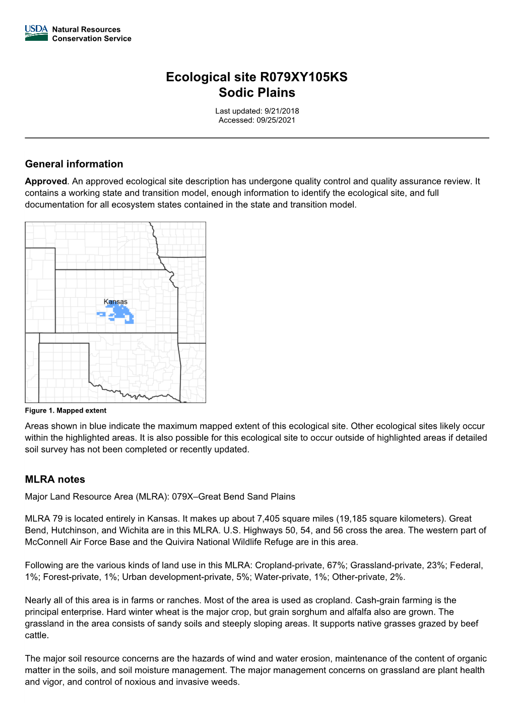 Ecological Site R079XY105KS Sodic Plains