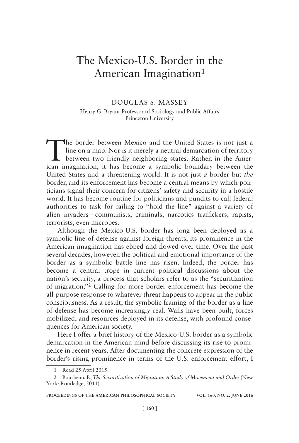 The Mexico-U.S. Border in the American Imagination1 American Imagination1
