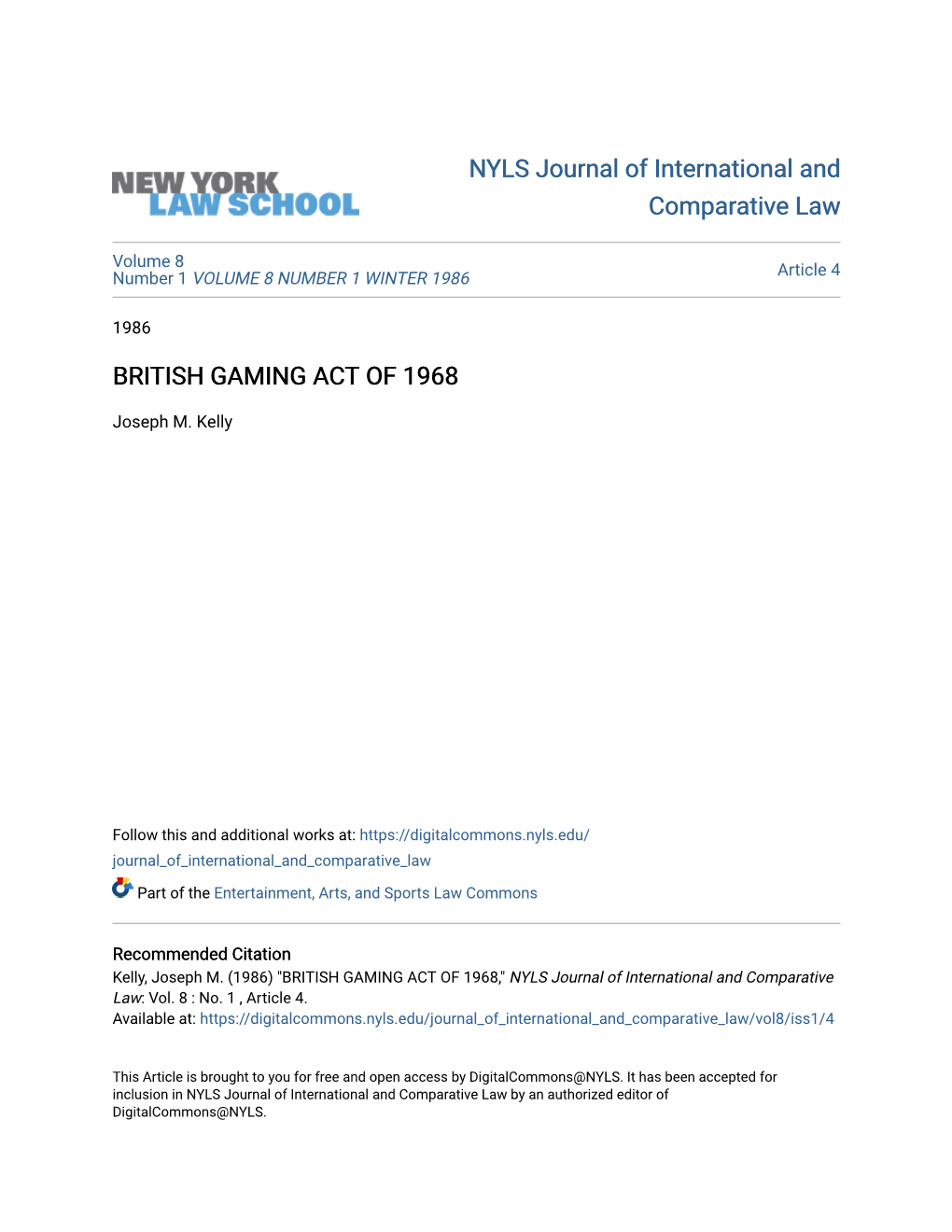 British Gaming Act of 1968