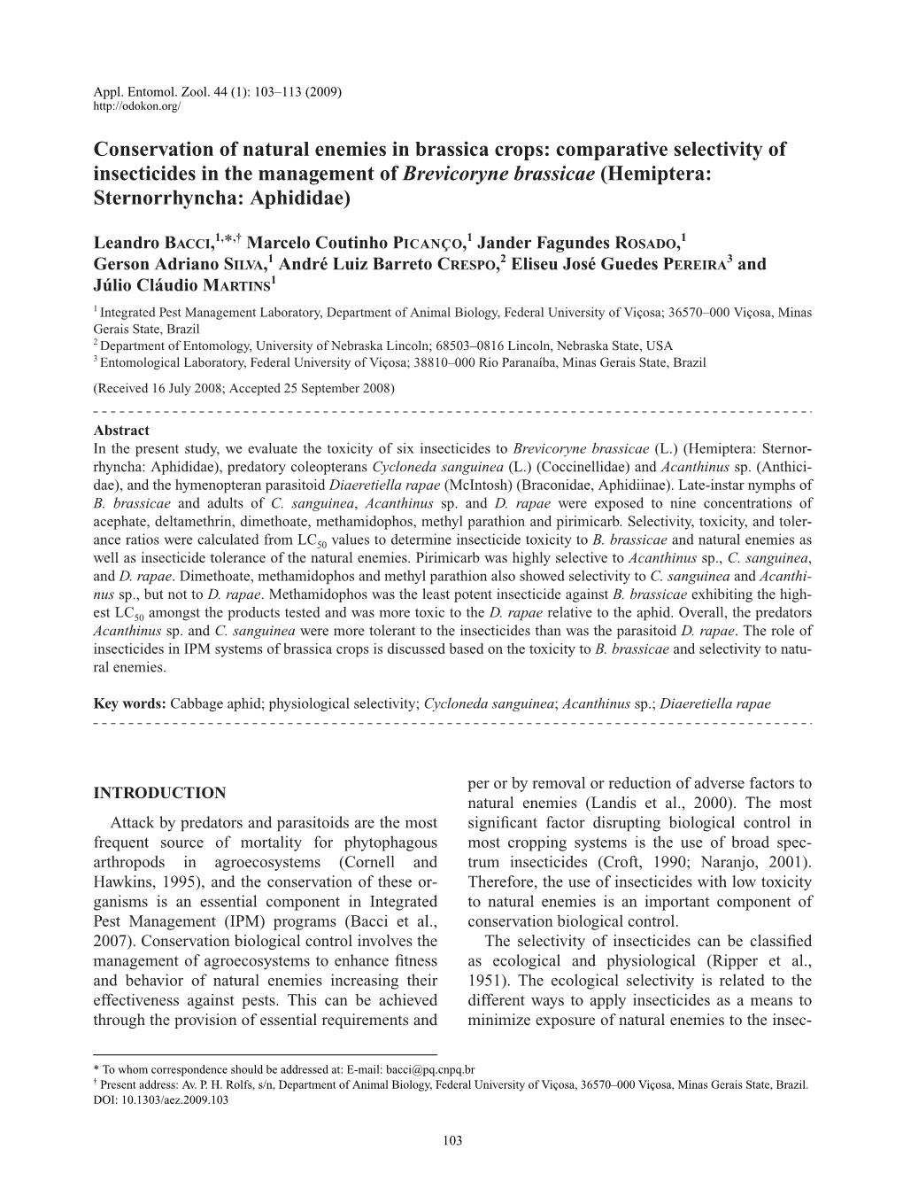 Conservation of Natural Enemies in Brassica Crops